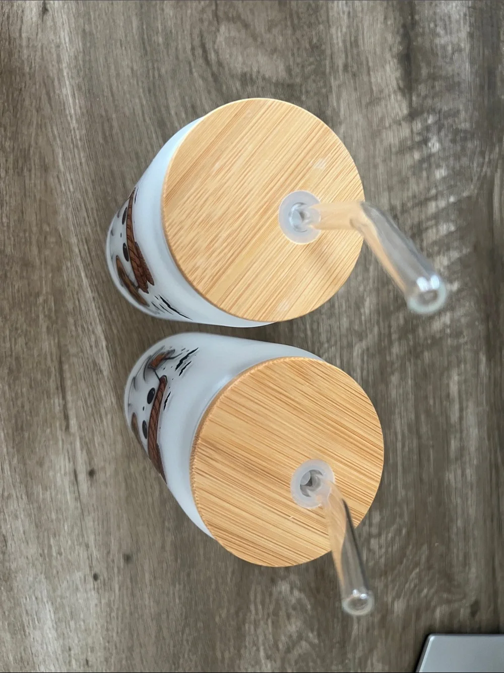 Halloween Ghost Bamboo-Lid Drink Jar - Orange Beanie Design